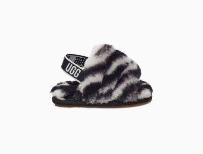 UGG Fluff Yeah Slide Zebra Baby Slippers Black/White - AU 932YW